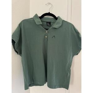 Vintage Head Sports Wear Retro Polo Shirt Green GUC Petite PM Pickleball Tennis